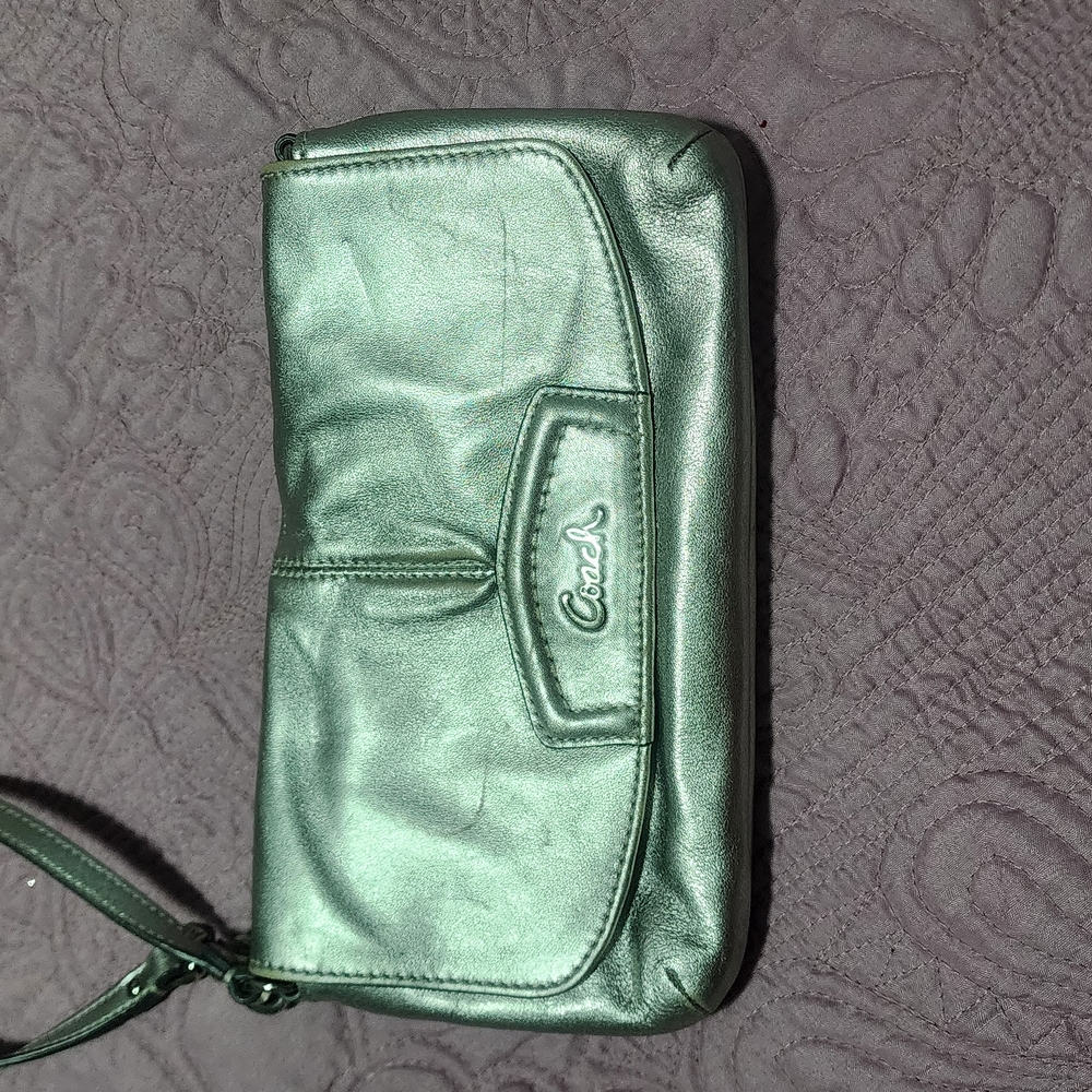 Coach Silver Wristlet Clutch